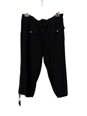 Max Studio Black Pull-On Cargo Capri Pants with Hem Ties Large